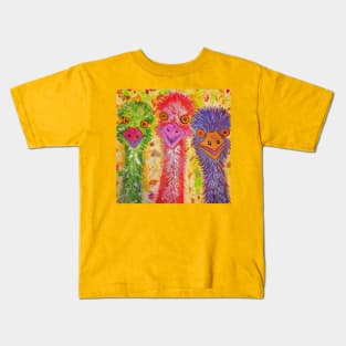 Three Colourful Emus Kids T-Shirt